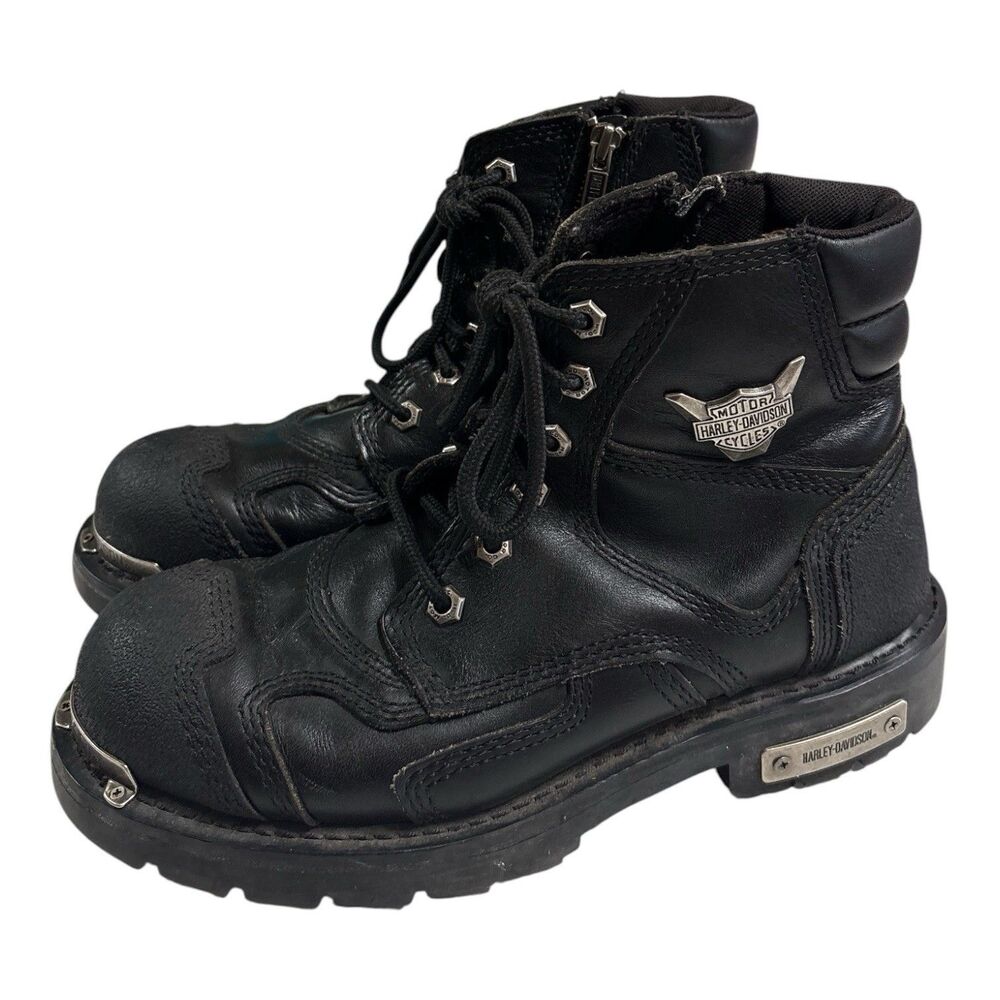 Vintage 90s Harley Davidson 91331 Men’s 10 Leather Motorcycle Biker Boots Zip